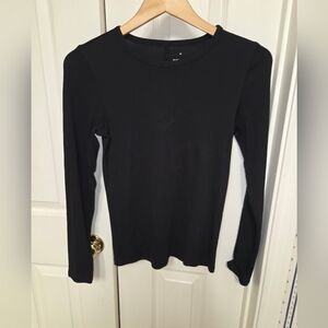 Everlane Women's Black Long Sleeve Crewneck Top